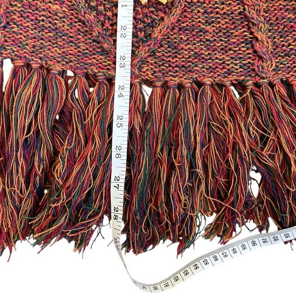 K.C. Creations Oversized Boho Artsy Tunic Sweater W Fringe Hem Rainbow Marled - Picture 14 of 16